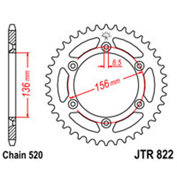 JT JT Rear Sprockets R/W 822-45 (820)